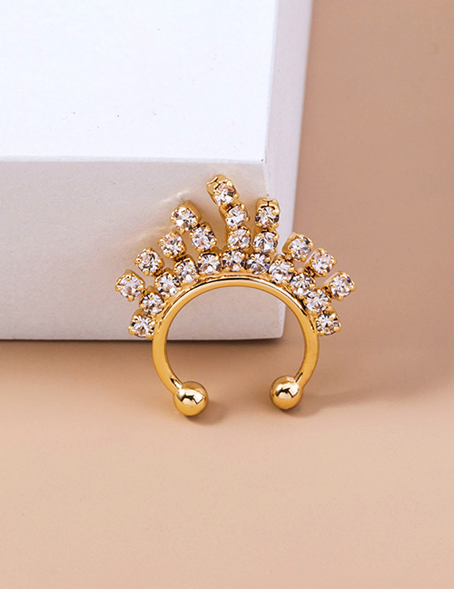 Fashion Gold Crystal And Diamond Geometric Nose Ring