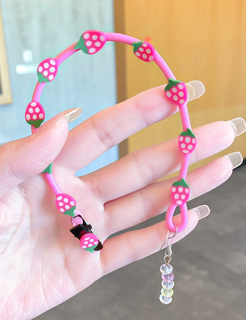 Fashion Pink Strawberry Pendant Children's Small Flower Braided Hair Curling Iron