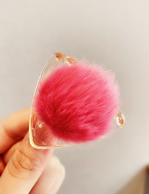 Fashion Pink Plush Ball Triangle Clamp