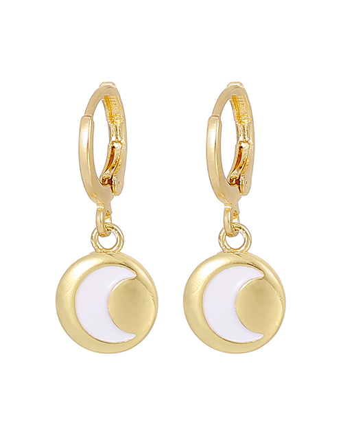 Fashion Gold Titanium Steel Dripping Crescent Earrings