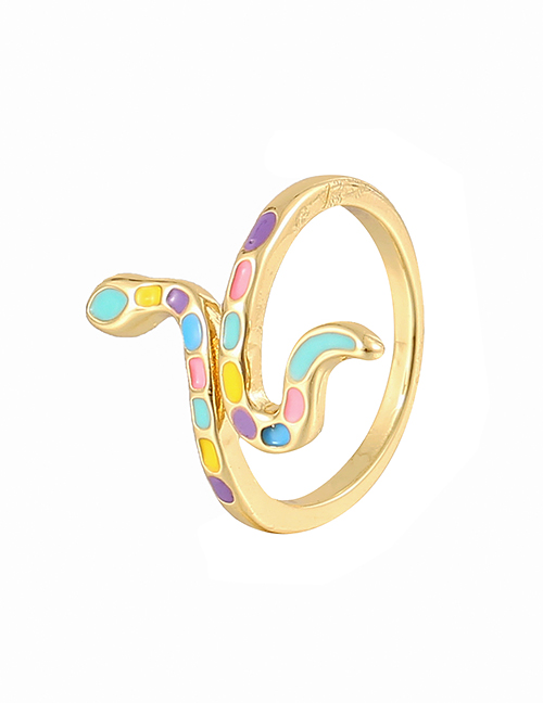 Fashion Color Copper Drop Oil Serpentine Ring