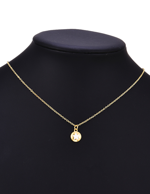 Fashion Gold Copper Drop Oil Five-pointed Star Necklace