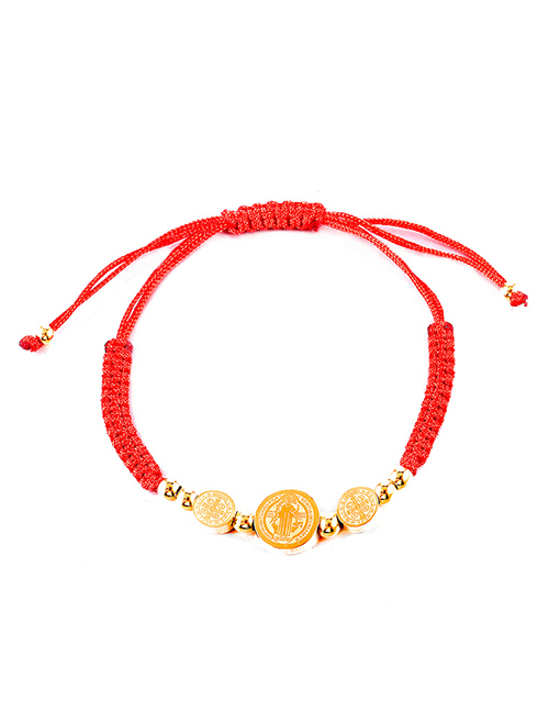 Fashion Red Rope Stainless Steel Portrait Brand Braided Hand Rope