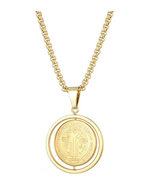 Fashion Gold (with Picture Chain) Stainless Steel Portrait Medal Necklace