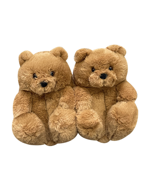 Fashion Light Brown 20cm Children's Teddy Bear Plush Slippers