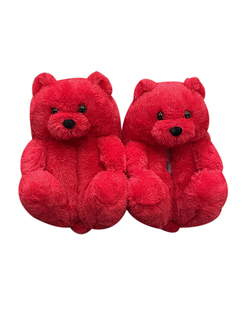 Fashion Big Red 20cm Children's Teddy Bear Plush Slippers