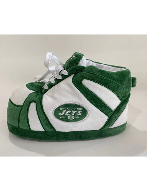 Fashion Green Team League Contrasting Color Plush Slippers