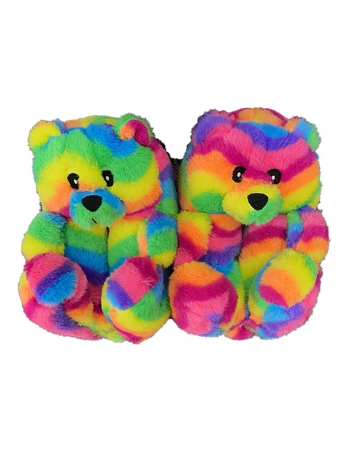Fashion New Color-medium Plush Teddy Bear Cotton Slippers