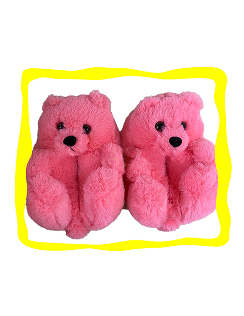 Fashion Pink Children's Plush Teddy Bear Slippers