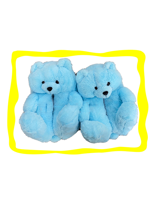 Fashion Light Blue Children's Plush Teddy Bear Slippers