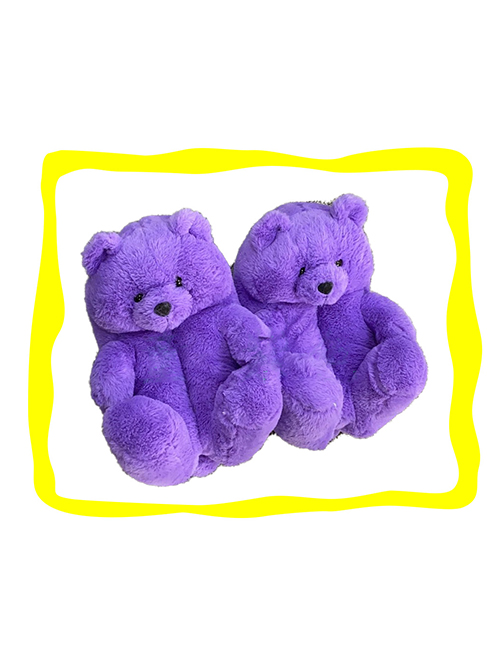 Fashion 20cm Purple Children's Plush Teddy Bear Slippers