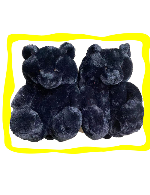 Fashion Black Children's Plush Teddy Bear Slippers