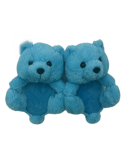 Fashion Blue (children's Sandals) Children's Plush Teddy Bear Leaky Toe Slippers