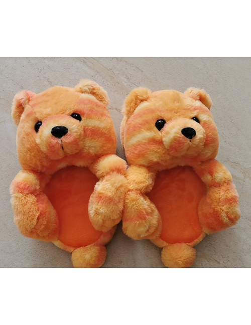 Fashion Orange Tie Dye (children's Sandals) Children's Plush Teddy Bear Slip-toe Slippers