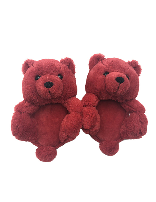 Fashion Big Red (adult Sandals) Adult Plush Teddy Bear Leaky Toe Slippers