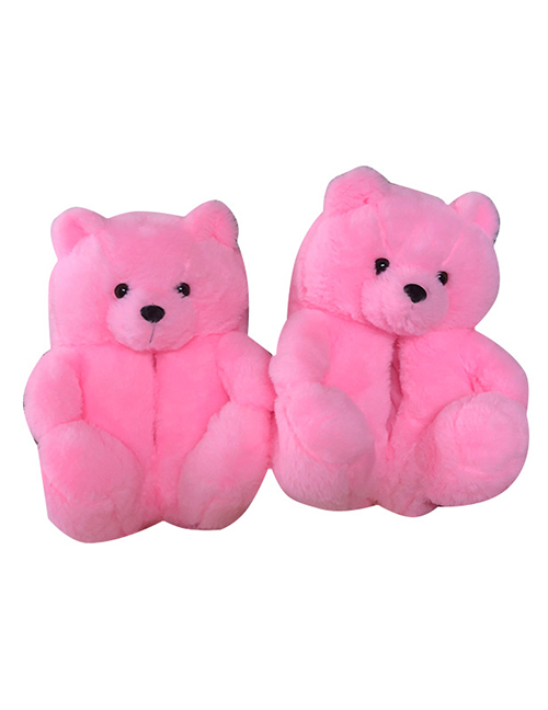 Fashion Pink Plush Padded Teddy Bear Slippers