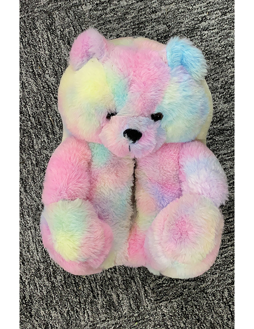 Fashion Color Plush Padded Teddy Bear Slippers