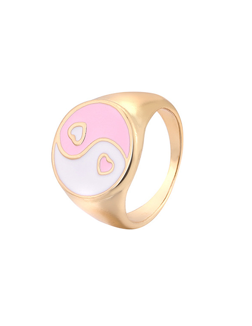 Fashion Pink Alloy Dripping Oil Tai Chi Ring