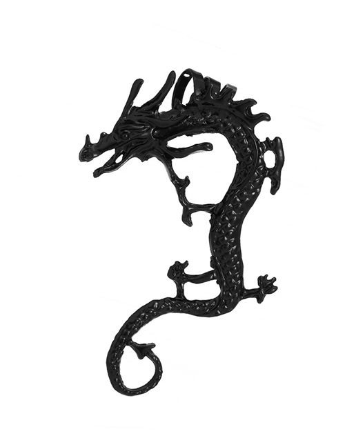 Fashion Black Alloy Three-dimensional Dragon-shaped Earrings