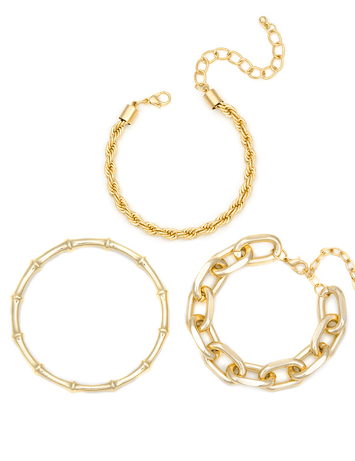 Fashion Gold Color Three-piece Hollow Slub Twist Bracelet