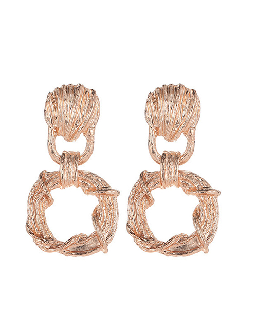 Fashion Rose Gold Color Irregular Geometric Earrings