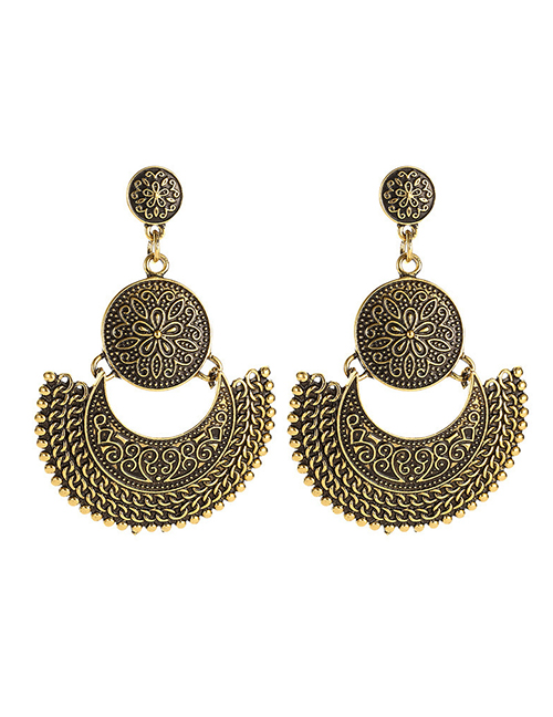 Fashion Ancient Gold Color Carved Tassel Earrings