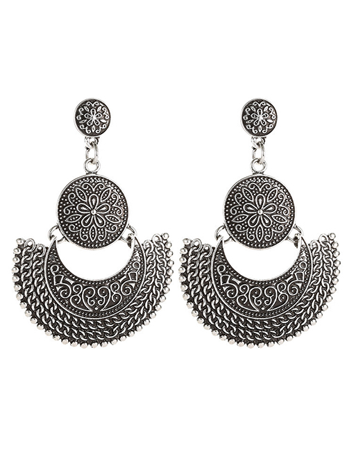 Fashion Ancient Silver Color Carved Tassel Earrings