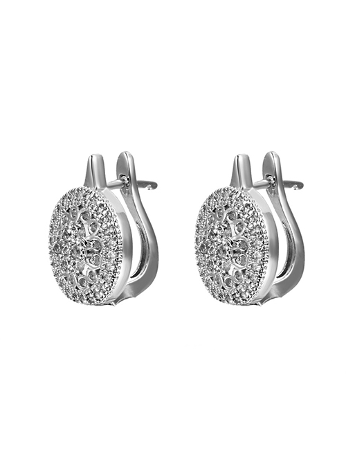Fashion Silver Color Metal Hollow Geometric Stud Earrings