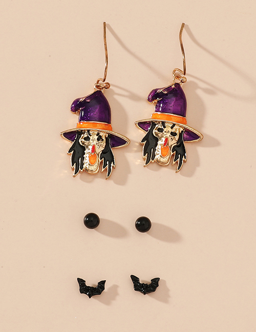 Fashion Wizard Halloween Bat Spider Web Skull Earrings