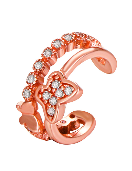 Fashion Rose Gold Color Copper Inlaid Zirconium Butterfly C Type Ear Bone Clip