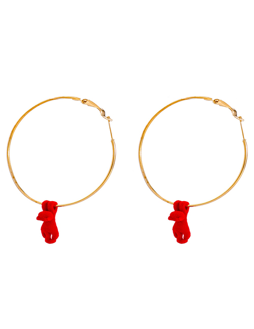 Fashion Red Alloy Cat Ear Ring