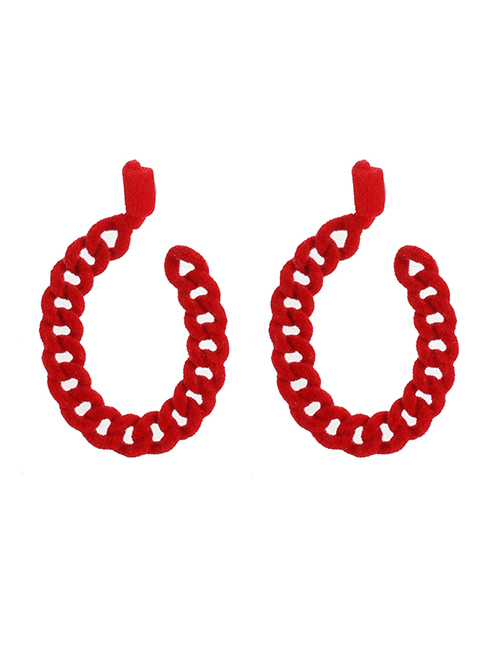 Fashion Red Alloy Flocking Woven C-shaped Earrings