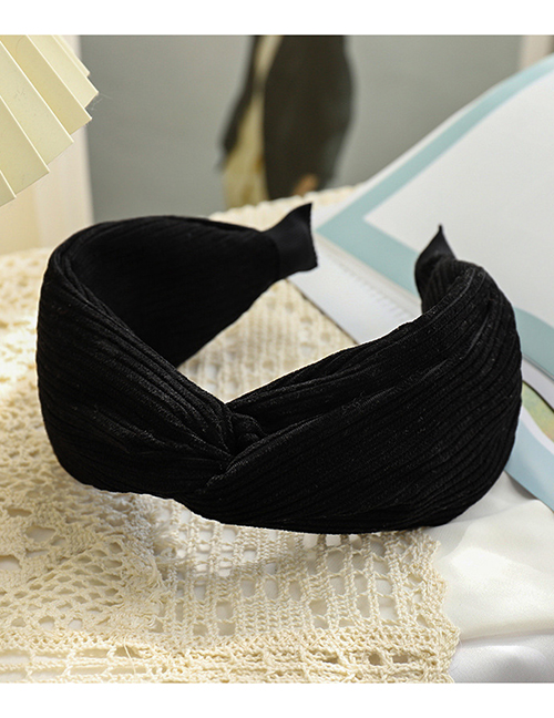 Fashion Black Corduroy Cross Wide-brimmed Headband