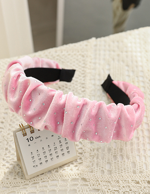 Fashion Pink Pleated Velvet Headband