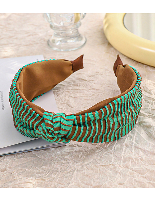 Fashion Brown + Green Stripes Striped Contrast Color Cross-knotted Headband
