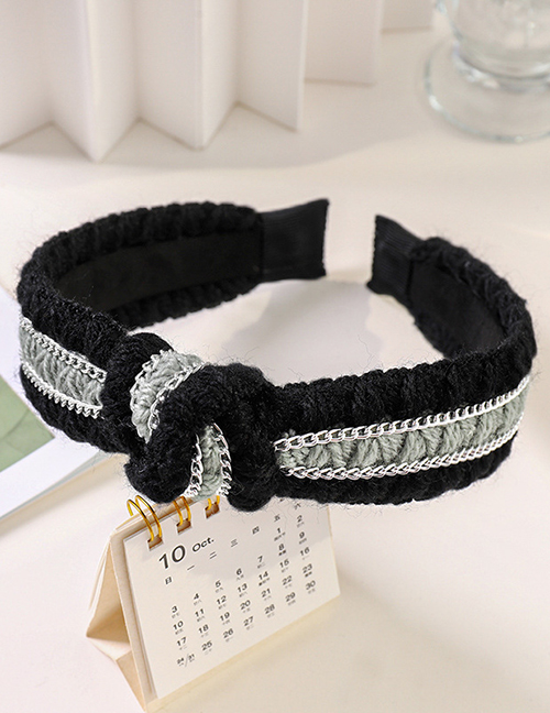 Fashion Black+grey Knitted Wide-edge Knotted Headband
