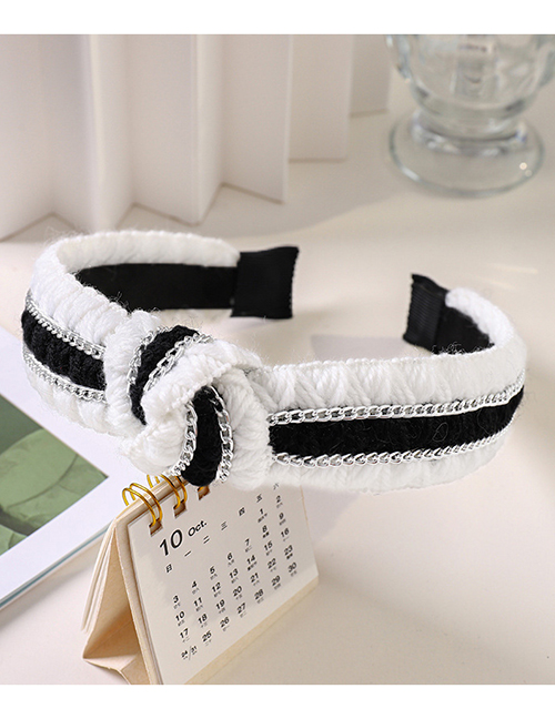 Fashion White+black Knitted Wide-edge Knotted Headband