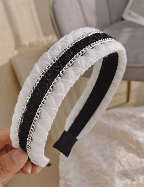 Fashion White+black Wool Knit Broad-sided Flat Headband