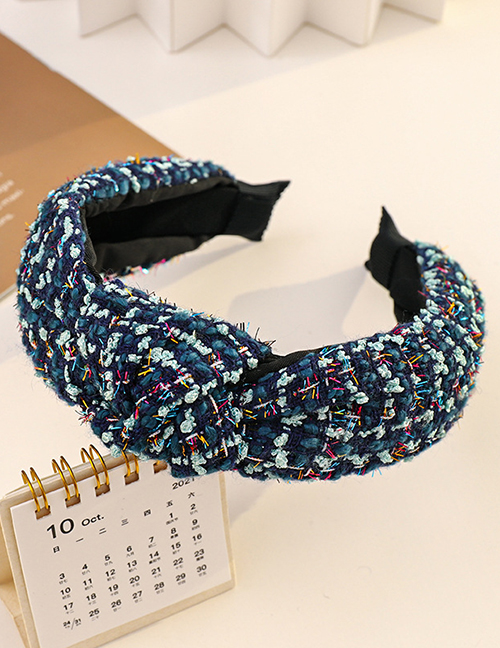 Fashion Blue Woolen Broad-sided Knotted Headband