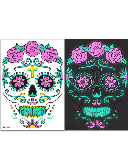 Fashion 3# Halloween Skull Luminous Tattoo Stickers