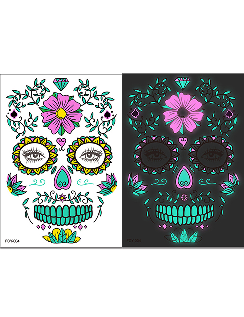 Fashion 4# Halloween Skull Luminous Tattoo Stickers