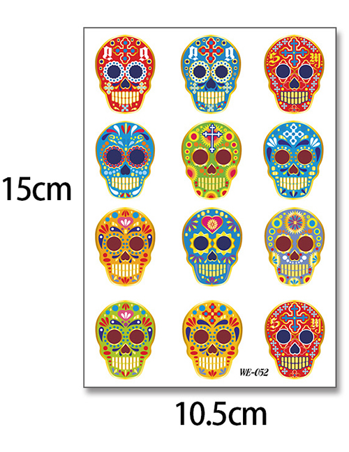 Fashion Bronzing Flower Skull We-052 Children's Halloween Skull Head Bronzing Tattoo Sticker