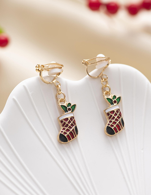 Fashion 18# Christmas Snowman Bells Elk Gift Box Ear Clips