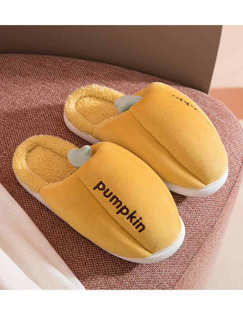 Fashion Women's Style:lemon Yellow Fine Plush Pumpkin Type Non-slip Slippers