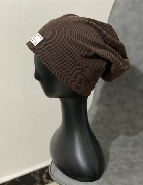 Fashion Brown Knitted Letter Patch Cap