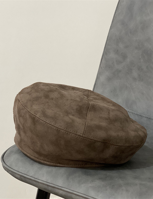 Fashion Brown Suede Flat Top Beret