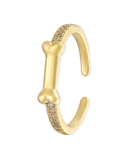 Fashion Gold Copper Inlaid Zirconium Bone Ring