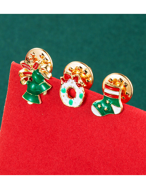 Fashion Green Bell Christmas Concealed Buckle Bells Garland Christmas Tree Brooch