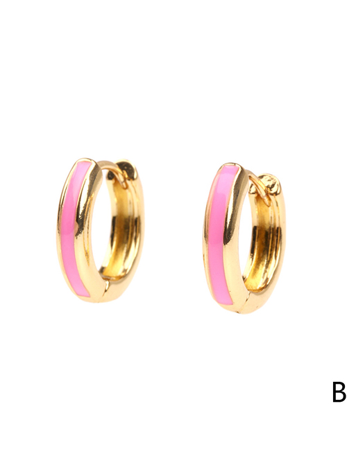 Fashion 3*12mm Pink Copper Drop Oil Geometric Earrings