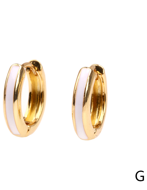 Fashion 3*12mm White Copper Drop Oil Geometric Earrings